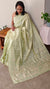 Pista Green Semi Silk Applique Saree