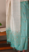 8CZ3 Teal Green and cream Check Tussar silk Suit