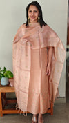 8CZ3 Nude pink Check Tussar Silk suit