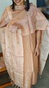 8CZ3 Nude pink Check Tussar Silk suit