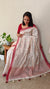 Semi tussar off white and red saree