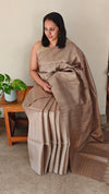 Dark Beige tussar silksaree