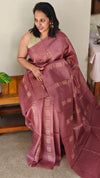 Onion pink tussar silk saree