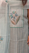 Teal blue chanderi suit