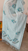 Teal blue chanderi suit