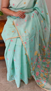 D311 - Teal green Jamdani saree