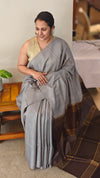 Ash and coffee brown bhagalpuri silk saree