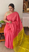 Pink and yellow bhagalpuri silk saree
