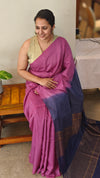 Orchid pink and indigo bhagalpuri silk saree