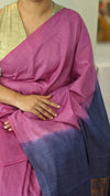 Orchid pink and indigo bhagalpuri silk saree