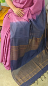 Orchid pink and indigo bhagalpuri silk saree