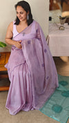FRC9 - Lavender and teal crochet on net kota saree