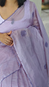 FRC9 - Lavender and teal crochet on net kota saree
