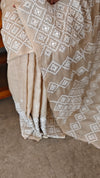 1077 - Beige desi tussar kutch work saree