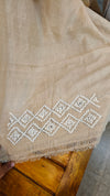 1077 - Beige desi tussar kutch work saree