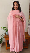 R570 - Pleated peach georgette suit
