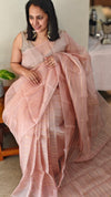 9344 - Nude pink organza silk saree