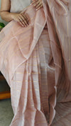 9344 - Nude pink organza silk saree