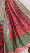 Maroon and green semi silk saree