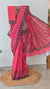 Dark red block printed net kota saree