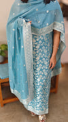 Blue Banarasi Unstitched salwar set (3pc set)