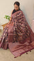Wine shade floral printed banarasi saree