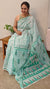 Mint green net kota saree with chikankari palla