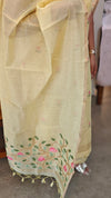 Yellow linen chanderi jamdani suit