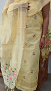 Yellow linen chanderi jamdani suit