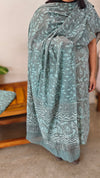 Grey and teal cotton Block printed suit