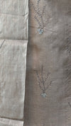 Grey hand embroidered tussar silk suit