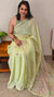 Lime green chikankari Organza saree - 1866