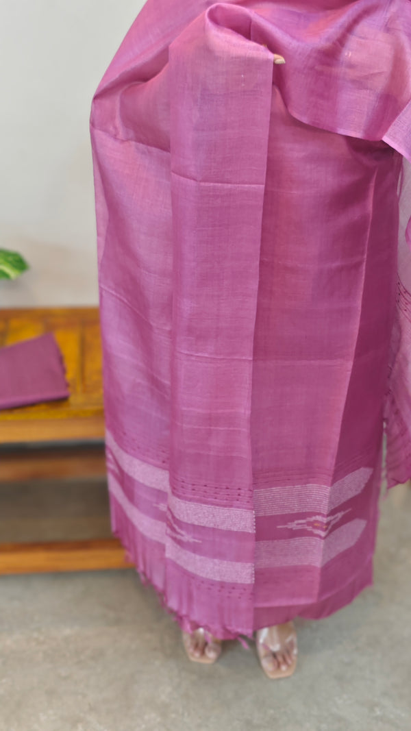 Orchid purple woven tussar silk suit