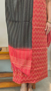 Red and black semi tussar woven suit