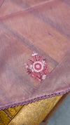 Onion Pink hand embroidered saree - 57033
