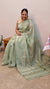 Green Hand embroidered saree-57033