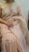 Blush peach hand embroidered saree - 57033
