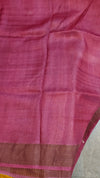 Mustard and pink floral printed tussar silk saree - 48002