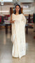 Milky white embroidered organza silk saree - FV703