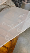 Ivory white organza silk saree with chikankari embroidery