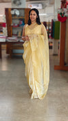 Yellow tissue organza saree - 2034C