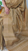 Olive green tussar silk saree