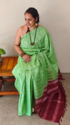 Green and Maroon mungatussar silk saree