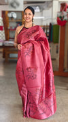 72PT - Pink painted tussar silk saree