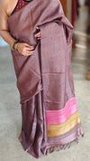 Dark Mauve shade Tussar silk saree