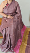 Dark Mauve shade Tussar silk saree