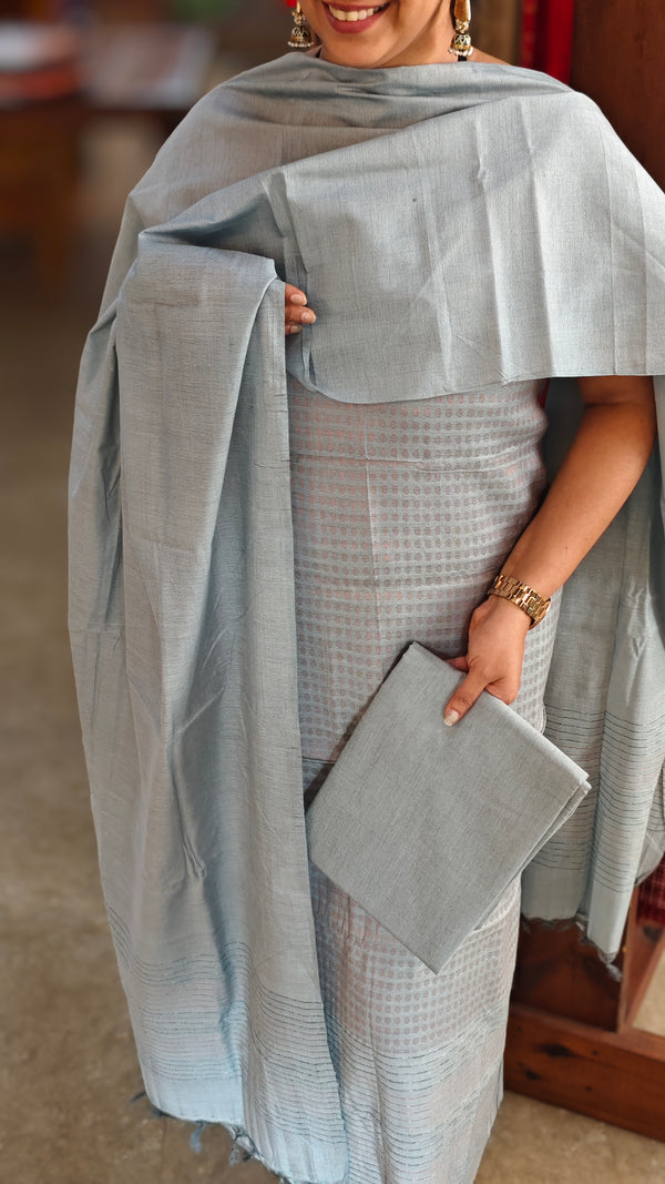 Bluish Grey tussar suit