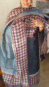 Grey Block printed Tussar silk suit