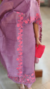 Semi Linen violet cut work suit