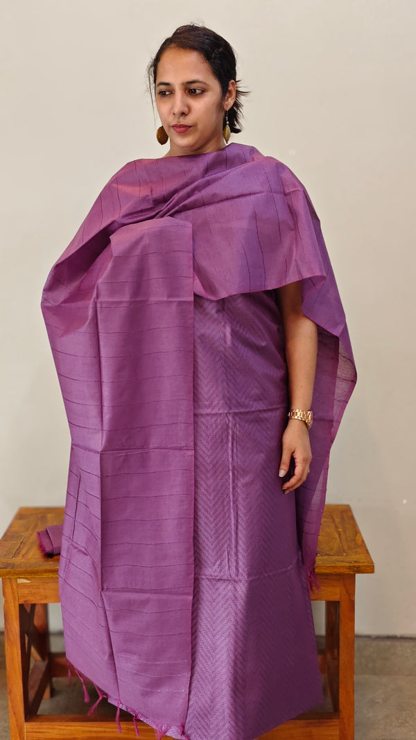 Purple semi tussar suit - S330